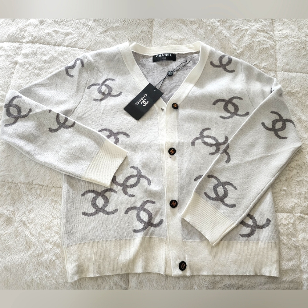 Chanel Cardigan White and Gray